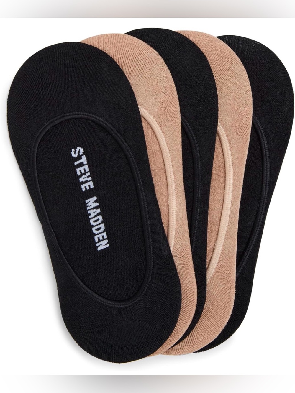 3 Pair Steve Madden No-Show Liner Socks in Black and Nude